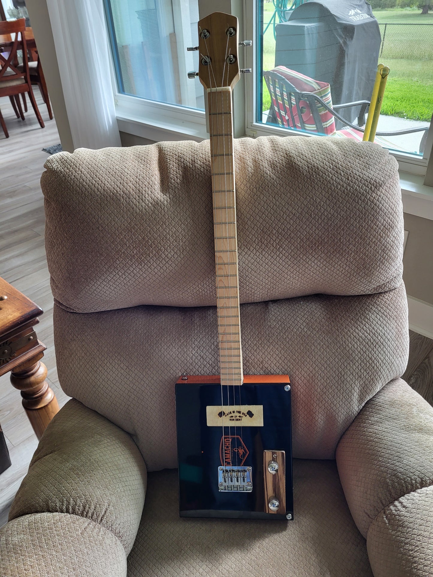 4 String Electric Cigar Box Guitar "Camacho Orange"